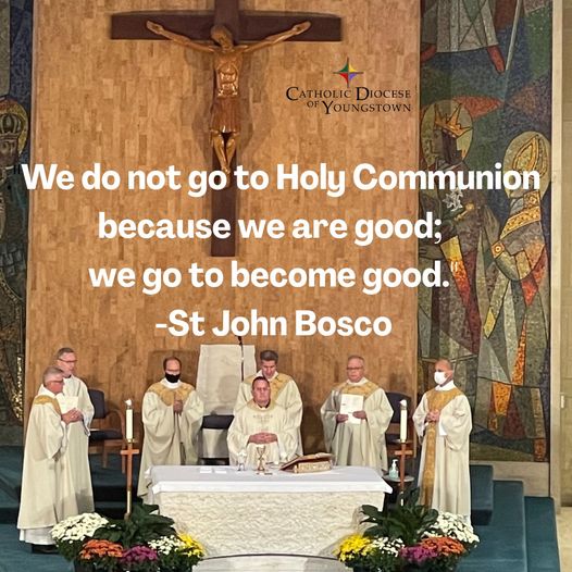 "We do not go to Holy Communion because we are good; we go to become good." -St. John Bosco