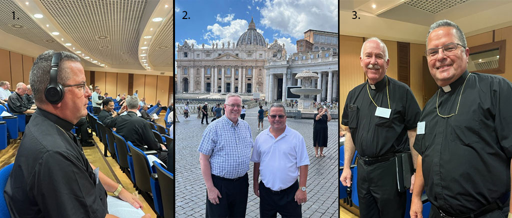 A collage of photos from Bishop Bonnar's visit to Rome for the Corso Annuale Di Formazione Per I Nuovi Vescovi 