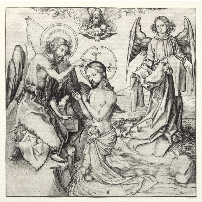 Baptism of Christ in the Jordan by Martin Schongauer