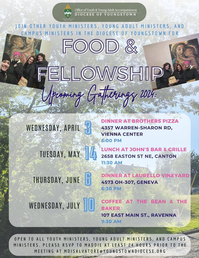 Food & Fellowship Spring/Summer 2024 Dates Flyer