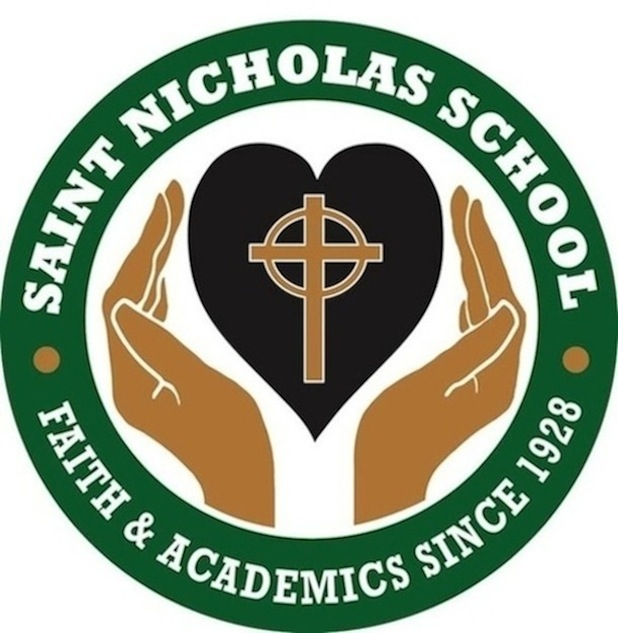 St. Nicholas School logo of open hand with a heart