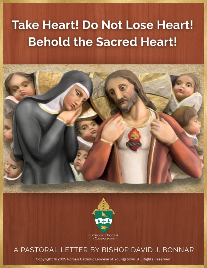 Take Heart! Do Not Lose Heart! Behold the Sacred Heart! Cover of Bishop David J Bonnar's 2025 Pastoral Letter